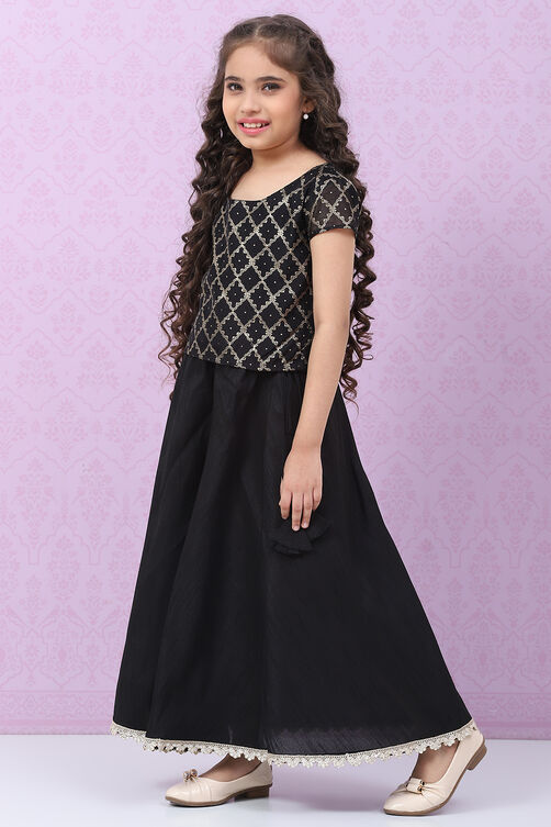 Black Art Silk Straight Lehenga Set image number 4