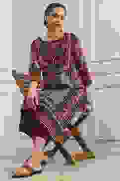 Black and Rust Printed Straight Kurta image number 0