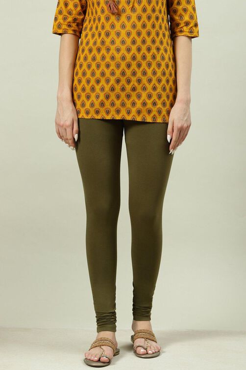 Camel Cotton Blend Solid Churidar image number 0