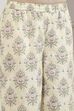 Cream-Colored Cotton Printed Straight Suit Set image number 2
