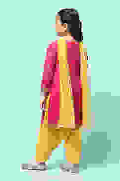 Fuchsia Cotton Straight Printed Kurta Patiala Salwar Suit Set image number 5