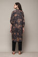 Black Printed High-Low Relaxed Fit Kurta image number 4