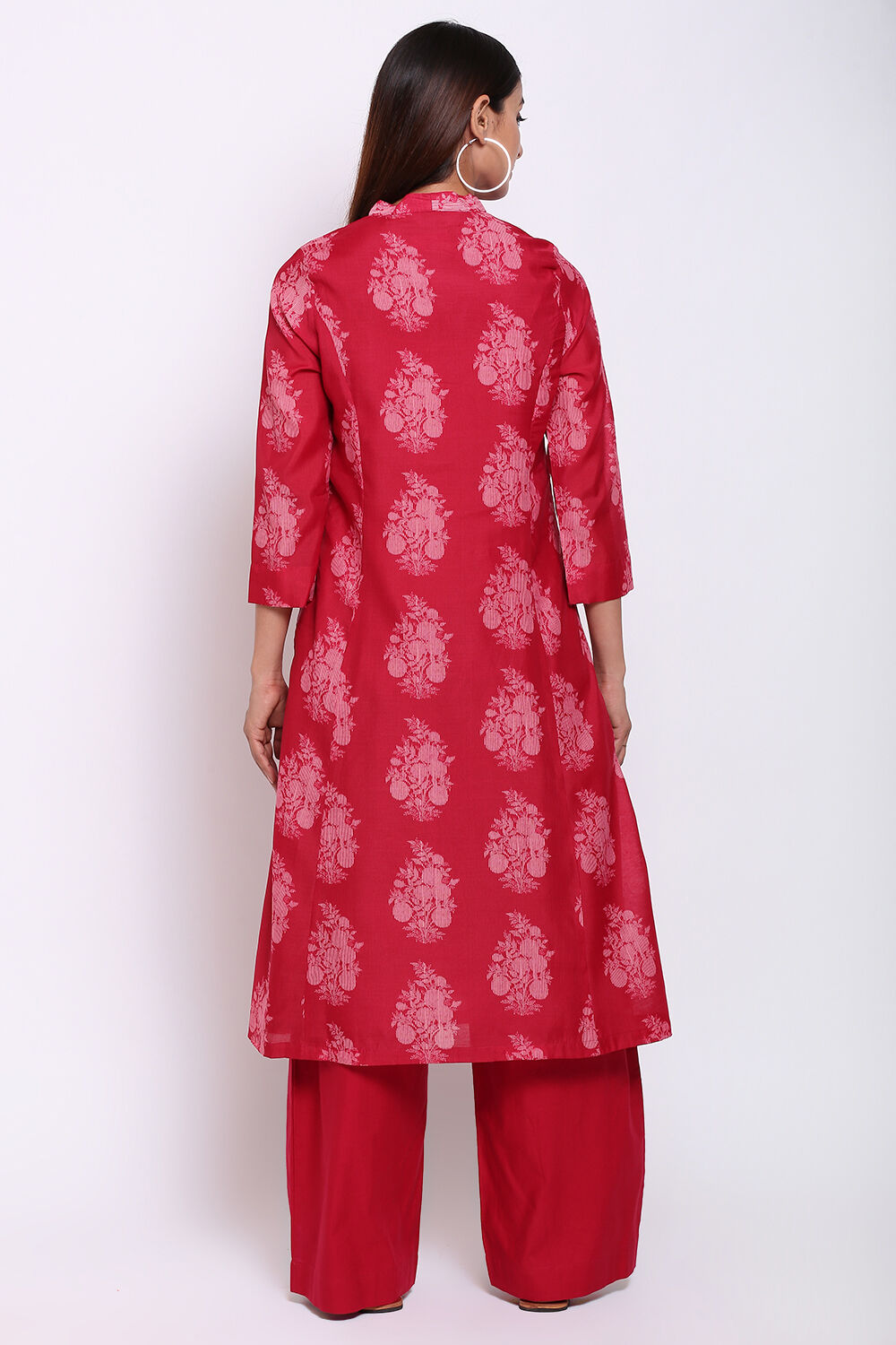 Pink Art Silk Kurta Pants Set image number 5