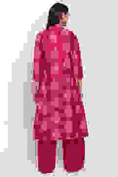 Pink Art Silk Kurta Pants Set image number 5