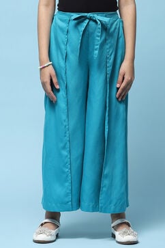 Turquoise Rayon Relaxed Pants image number 5