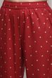 Red Cotton Anarkali Printed Suit Set image number 2