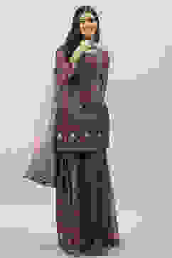 Purple Art Silk Sharara Kurta Garara Suit Set image number 6