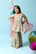 Turquoise Cotton Flared Kurta Sharara Suit Set image number 7