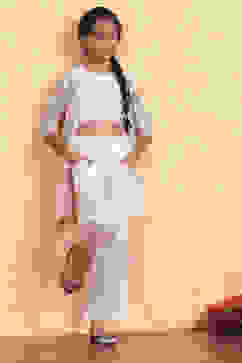 Ivory Viscose Blend Straight Kurta Set image number 0