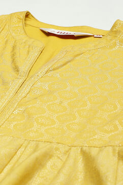 Ochre Cotton Flared Fusion Printed Dress image number 1