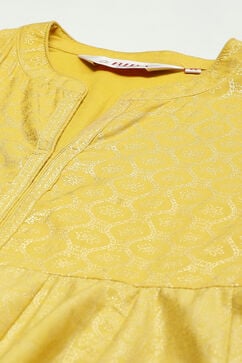 Ochre Cotton Flared Fusion Printed Dress image number 1
