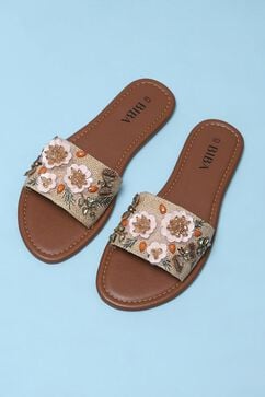 Brown Embroidered Sandals image number 5