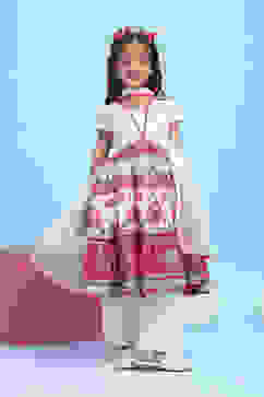 White Cotton Printed Tiered Suit Set image number 6