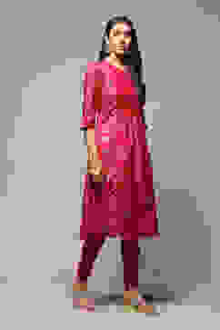 Fuschia Art Silk Flared 2 Piece Set image number 5