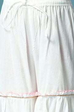Pink & White Cotton Straight Kurta Sharara Suit Set image number 2