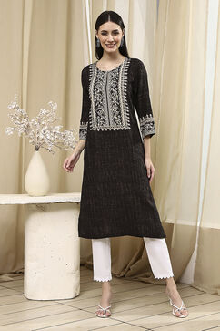 Black Printed Straight Kurta image number 5
