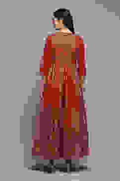 Red Cotton Flared Printed Dress image number 4