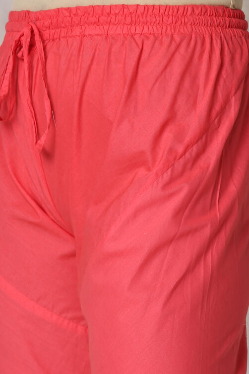 Pink Metallic Cotton Double Layered  Kurta Churidar Suit Set image number 3