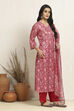 Pink Cotton Kota Floral Printed Unstitched Suit Set image number 6