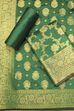 Green Chanderi Silk Printed Unstitched Suit Set image number 0