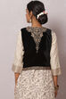 Black Art Silk Embroidered Embroidered Vest Jacket image number 4