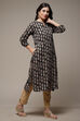 Charcoal Cotton Straight Printed Kurta