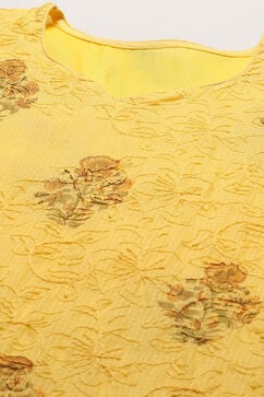 Yellow Cotton Blend Unstitched Suit Set image number 2
