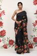 Rohit Bal Black Cotton Blend Saree image number 5