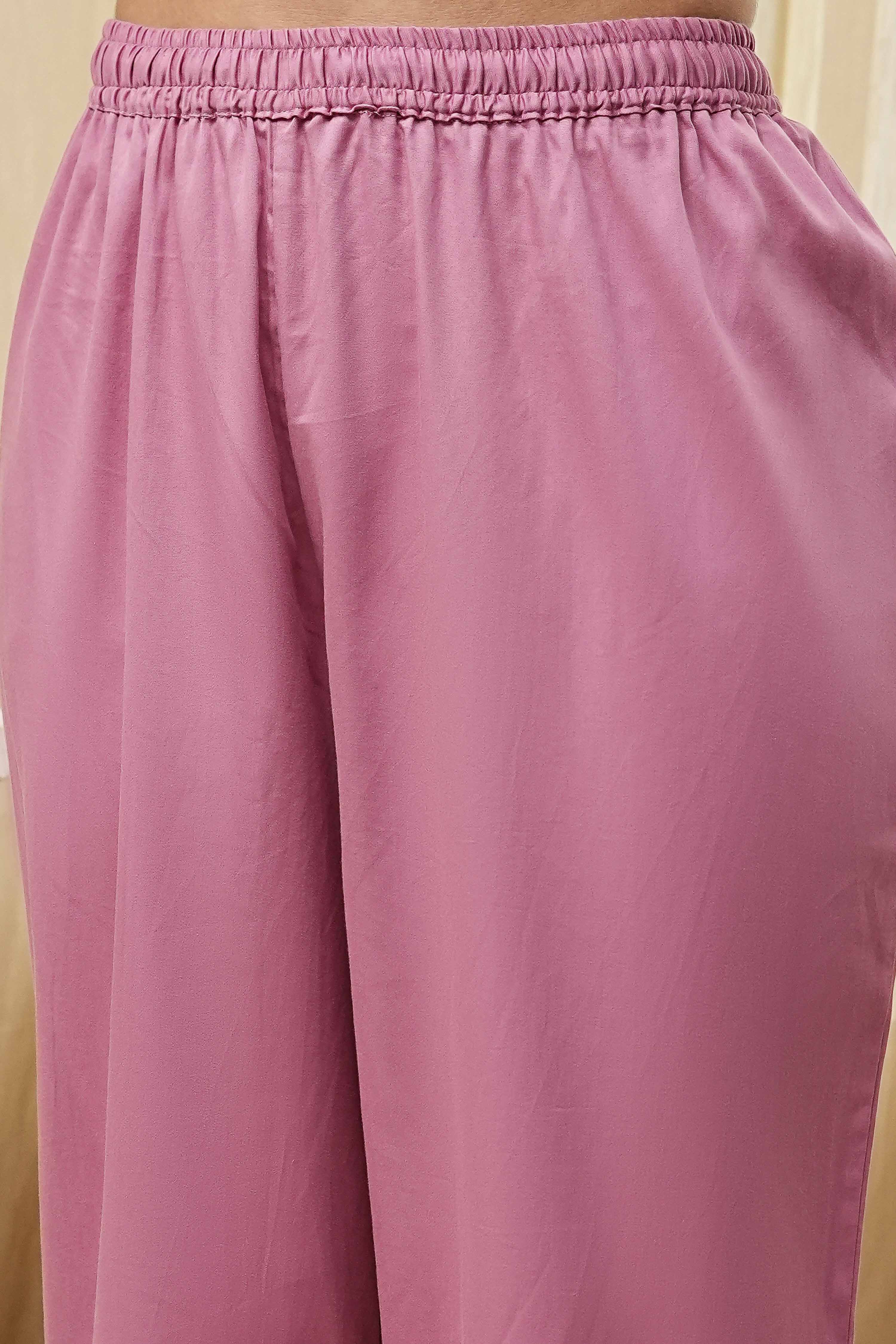 Powder Pink Embroidered Straight Suit Set image number 2