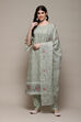Green Cotton Blend Printed Unstitched Suit Set image number 8