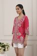 Red Cotton All-Over Floral Printed Kurti image number 2