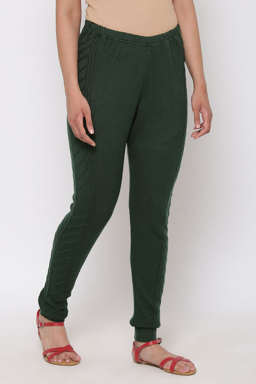 Buy Bottle Green Woolen Leggings () for INR1189.30