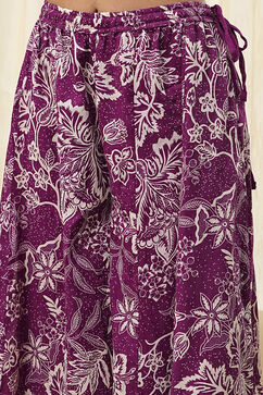 Berry Purple Cotton Floral Peplum Suit Set image number 2