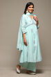 Aqua Cotton Gathered Kurta Palazzo Suit Set image number 6