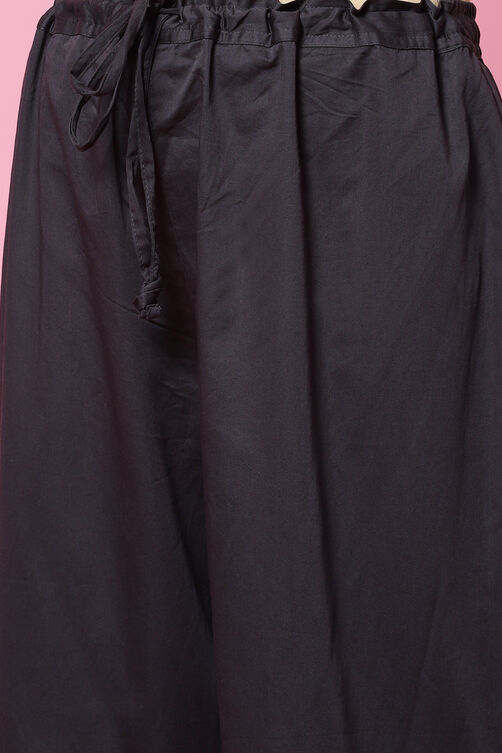 Ivory Black Cotton Straight Kurta Palazzo Suit Set image number 3