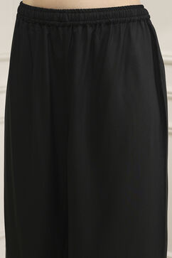Black Solid Relaxed Straight Suit Set image number 2