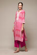 Deep Fuchsia LIVA Straight Printed Kurta image number 0