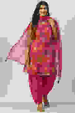 Magenta Art Silk Straight Kurta Salwar Suit Set image number 7