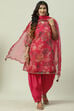 Magenta Art Silk Straight Kurta Salwar Suit Set
