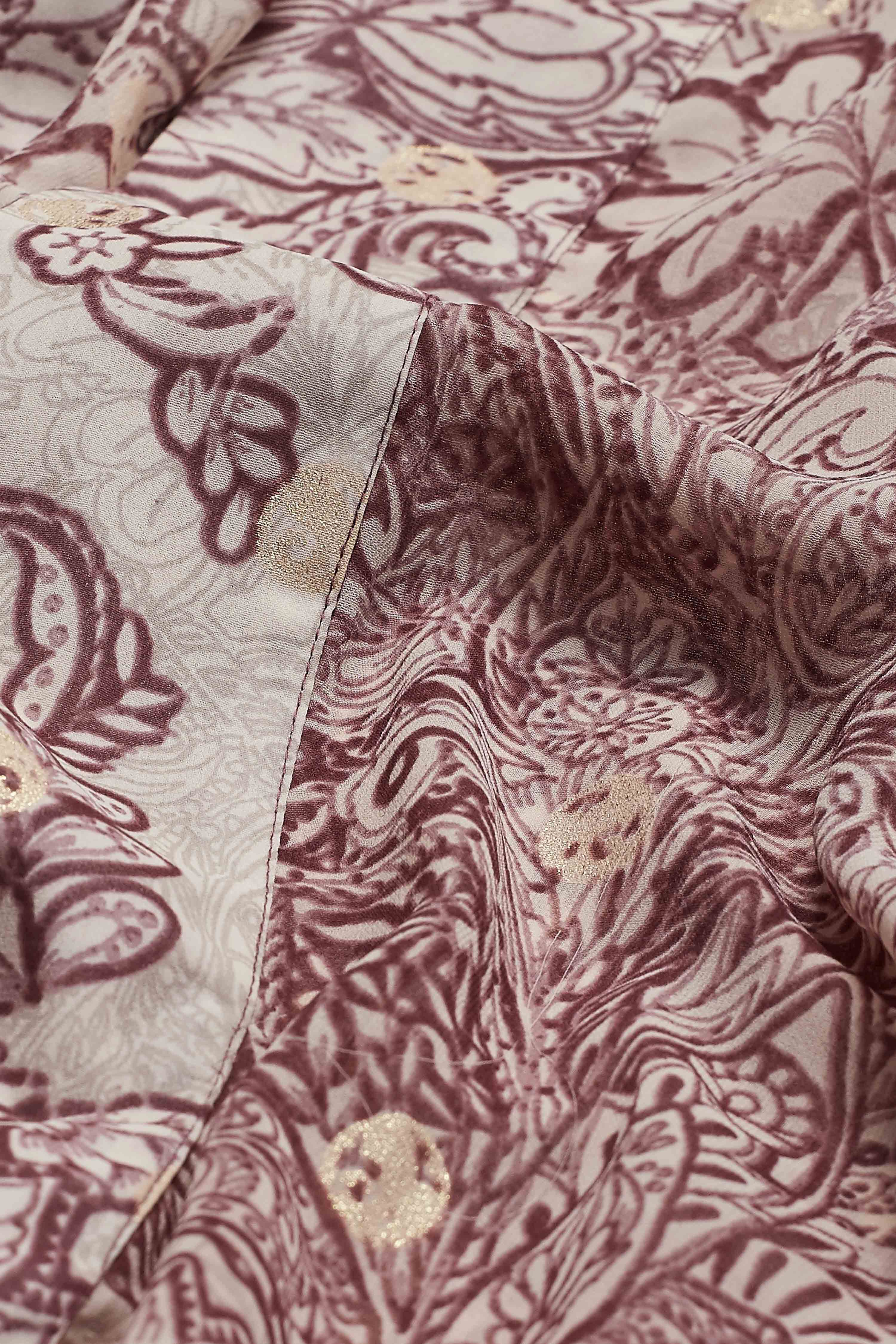 Onion Pink Viscose Rayon Printed Fusion Set image number 3