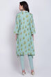 Turquoise Cotton A-Line Kurta Ankle Length Suit Set image number 4
