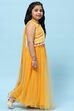 Yellow Nylon Straight Lehenga Set image number 6