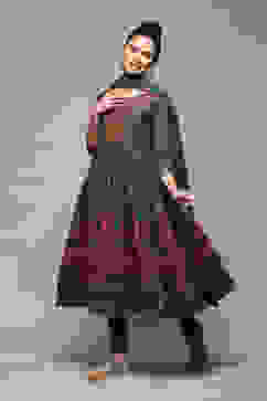 Green Cotton Anarkali Kurta Churidar Suit Set image number 5