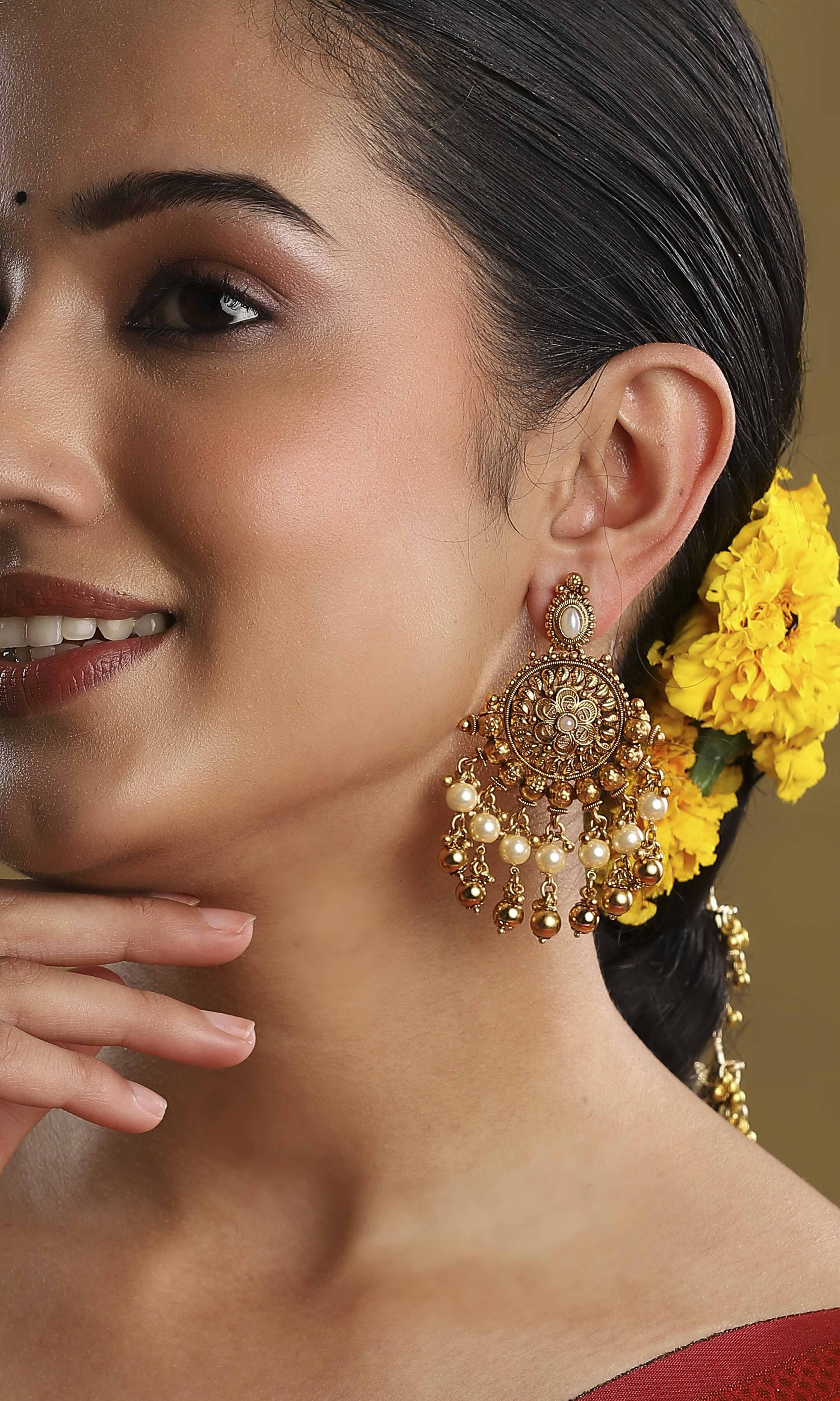 Gold Plated Brass Drop & Dangler Earrings image number 1