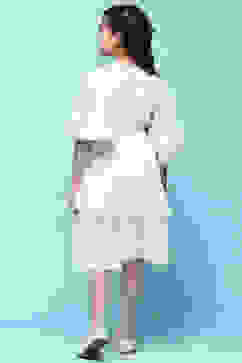 White Chiffon Dobby Tiered Dress image number 3