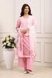 Powder Blue Cotton Straight Kurta Palazzo Suit Set image number 6