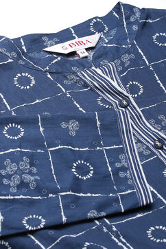 Blue Cotton Printed Kurta image number 7