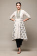 Yellow Cotton Blend A-Line Printed Kurta image number 0
