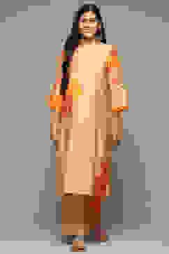 Salmon Viscose Straight Printed 2 Piece Set image number 6