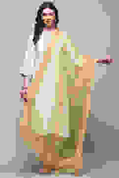 Beige Nylon Yarndyed Dupatta image number 0